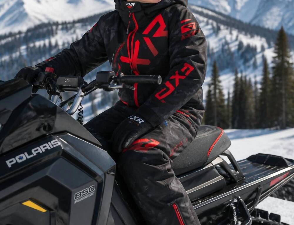 NEW FXR youth cx monosuit in black camo/fade red